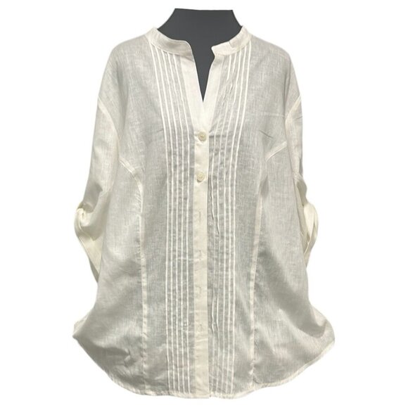 Lane Bryant Ivory Linen Blend Tunic Blouse Plus Size 2X Oversized - Picture 7 of 15